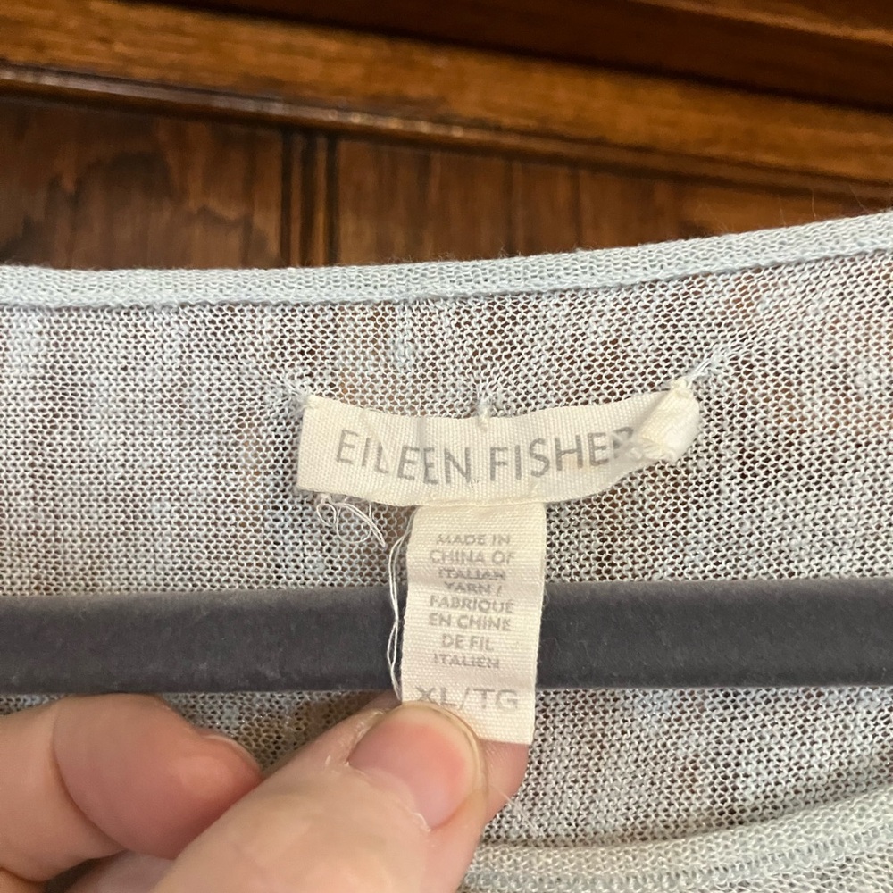 Eileen Fisher Light Blue Long Sleeve knit Top - Picture 7 of 12
